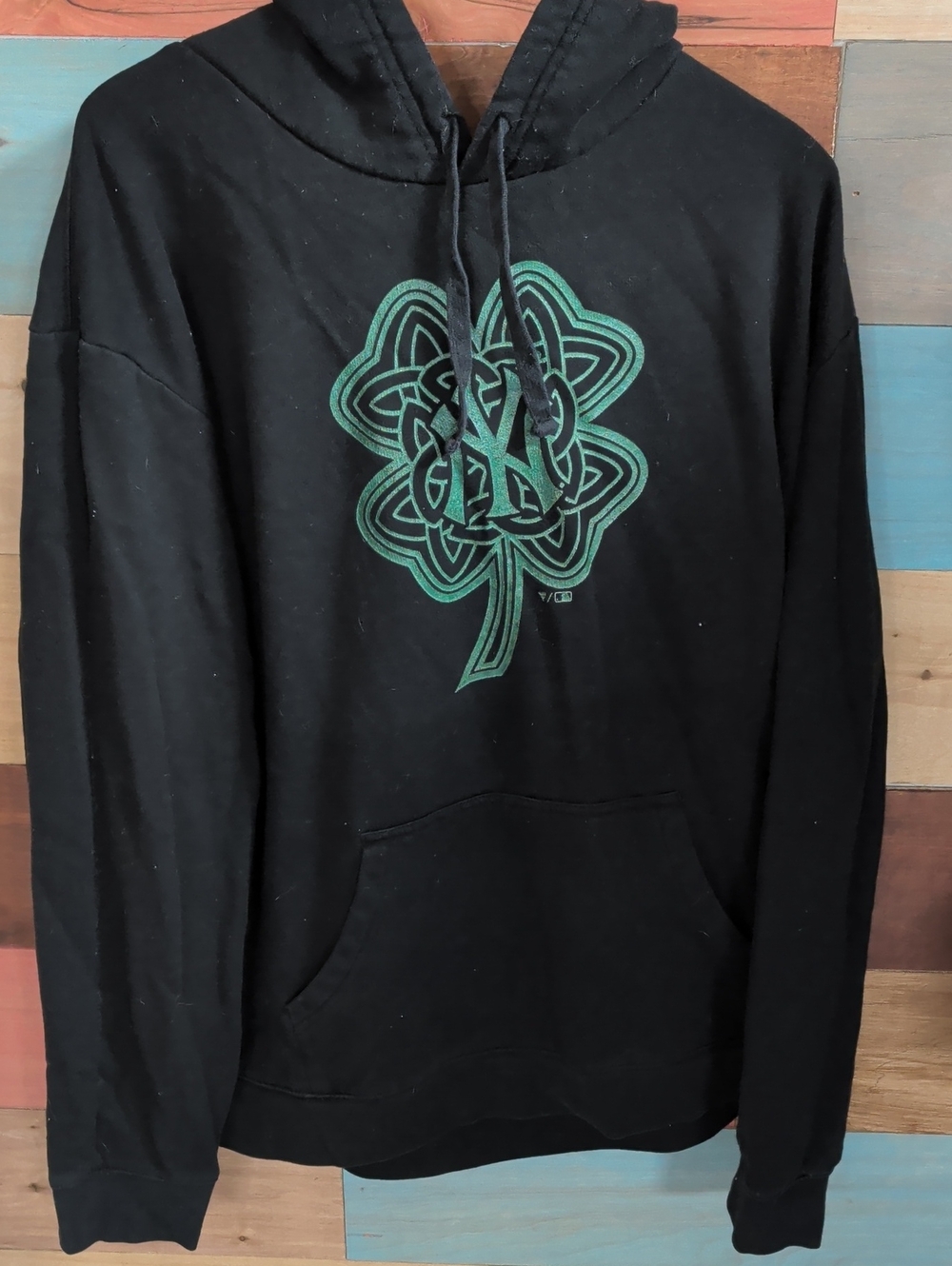 Fanatics Black Hoodie with Green Celtic Knot Shamrock
